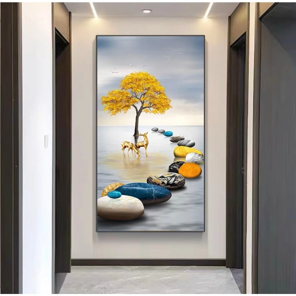 Tranh Tráng Gương Bắc Ninh treo tường hươu tuần lộc mang phong thủy gì? 9 Tranh tráng gương Bắc Ninh treo tường hươu tuần lộc