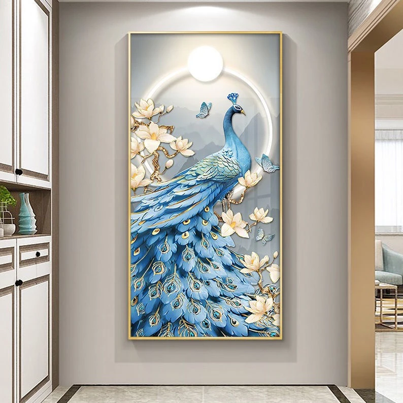 Top mẫu tranh Quảng Ngãi 5D con công đính đá pha lê đèn led tuyệt đẹp tại Oha Decor 3 Tranh Quảng Ngãi 5D con công đính đá pha lê đèn led
