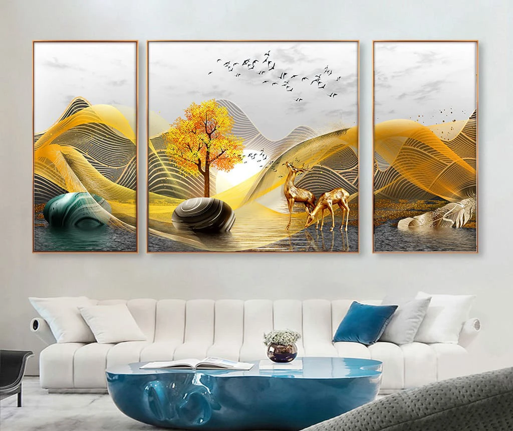 Tranh tráng gương Hội An kim tiền hươu tài lộc - Phong thủy may mắn từ Oha Decor! 8 Tranh tráng gương Hội An kim tiền hươu tài lộc