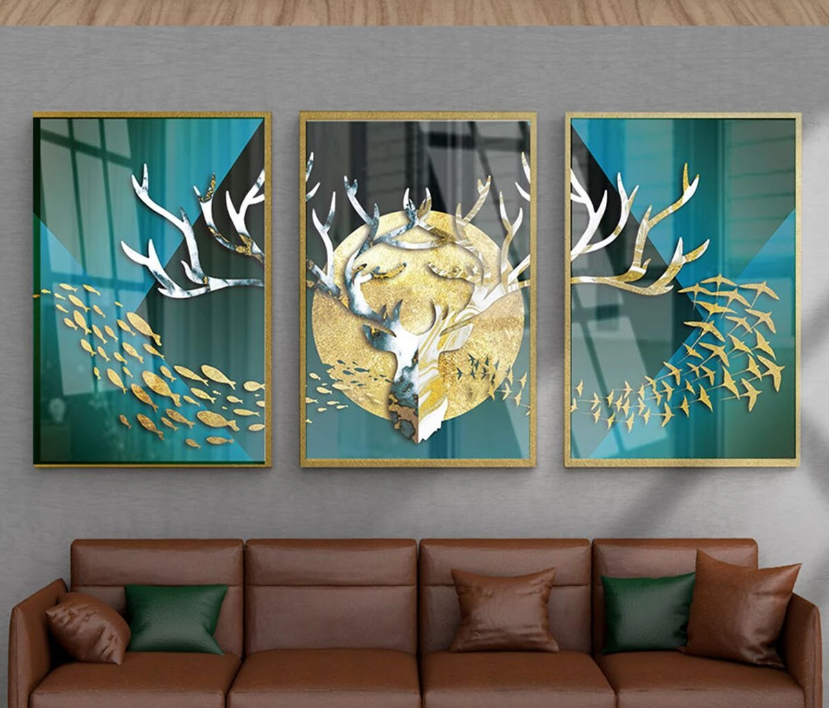 Tranh tráng gương Hội An kim tiền hươu tài lộc - Phong thủy may mắn từ Oha Decor! 3 Tranh tráng gương Hội An kim tiền hươu tài lộc