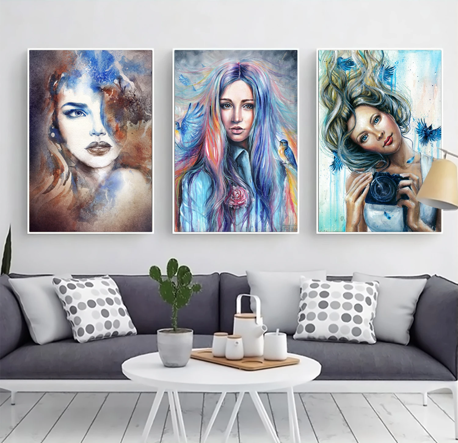 Tranh ghép bộ 3 nghệ thuật Nha Trang cô gái