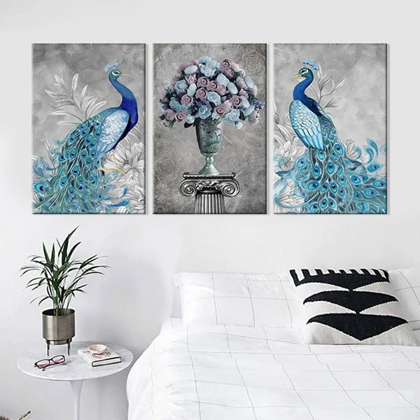 Tranh ghép bộ 3 nghệ thuật Nha Trang chim công