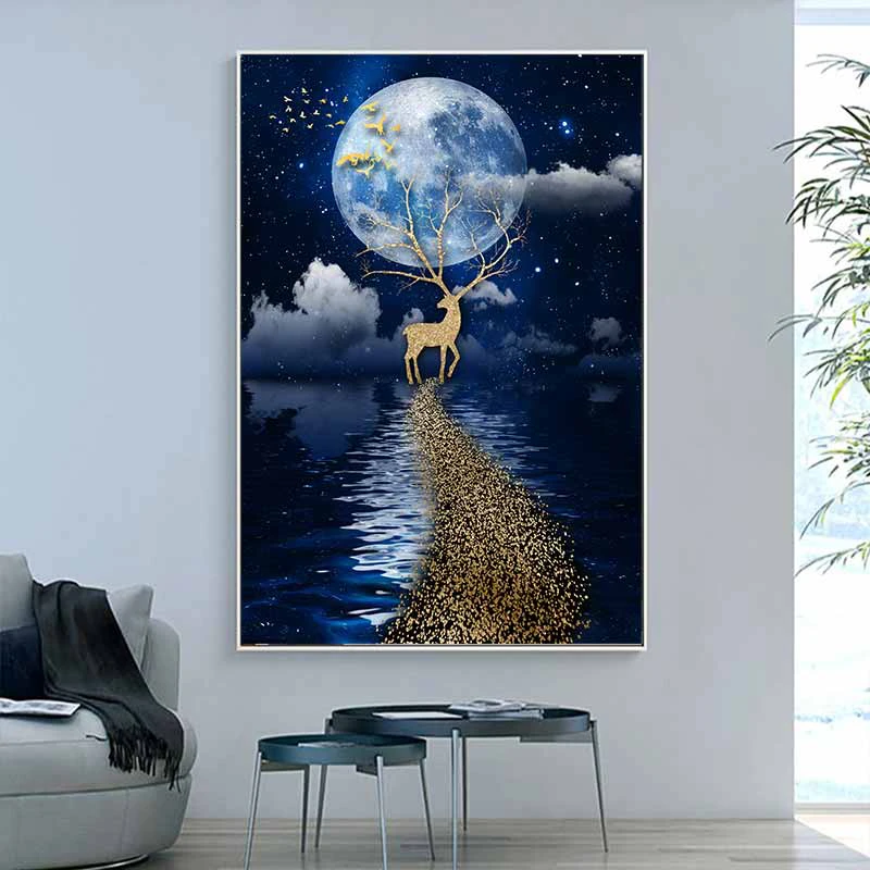 Tranh tráng gương Hội An kim tiền hươu tài lộc - Phong thủy may mắn từ Oha Decor! 12 Tranh tráng gương Hội An kim tiền hươu tài lộc