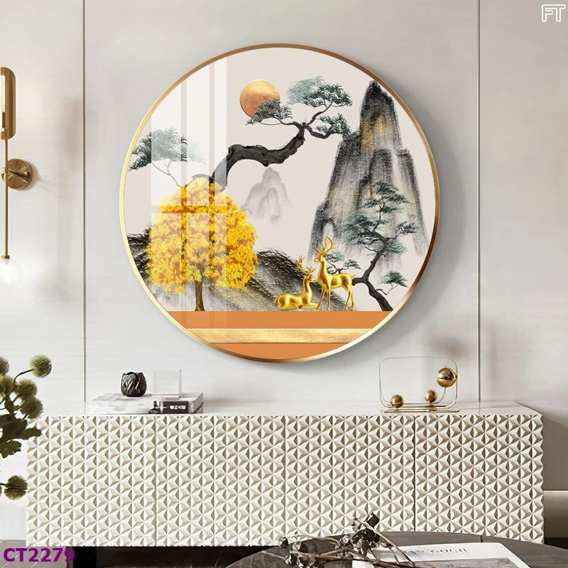 Tranh Hà Nội Tết cây kim tiền kích thước lớn