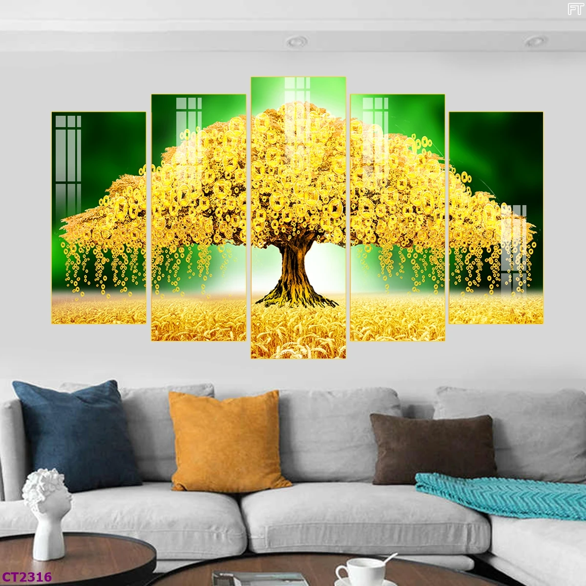 Tranh Hà Nội Tết cây kim tiền kích thước lớn