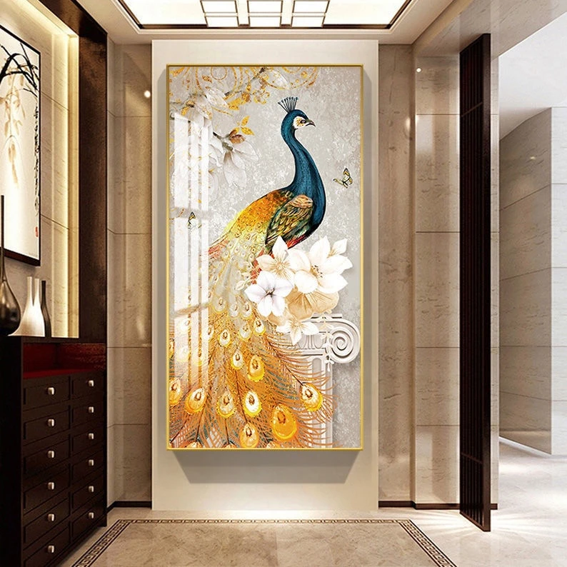 Tô điểm không gian tết với tranh tết tráng gương Hội An chim công phong thủy 2 Tranh tết tráng gương Hội An chim công phong thủy