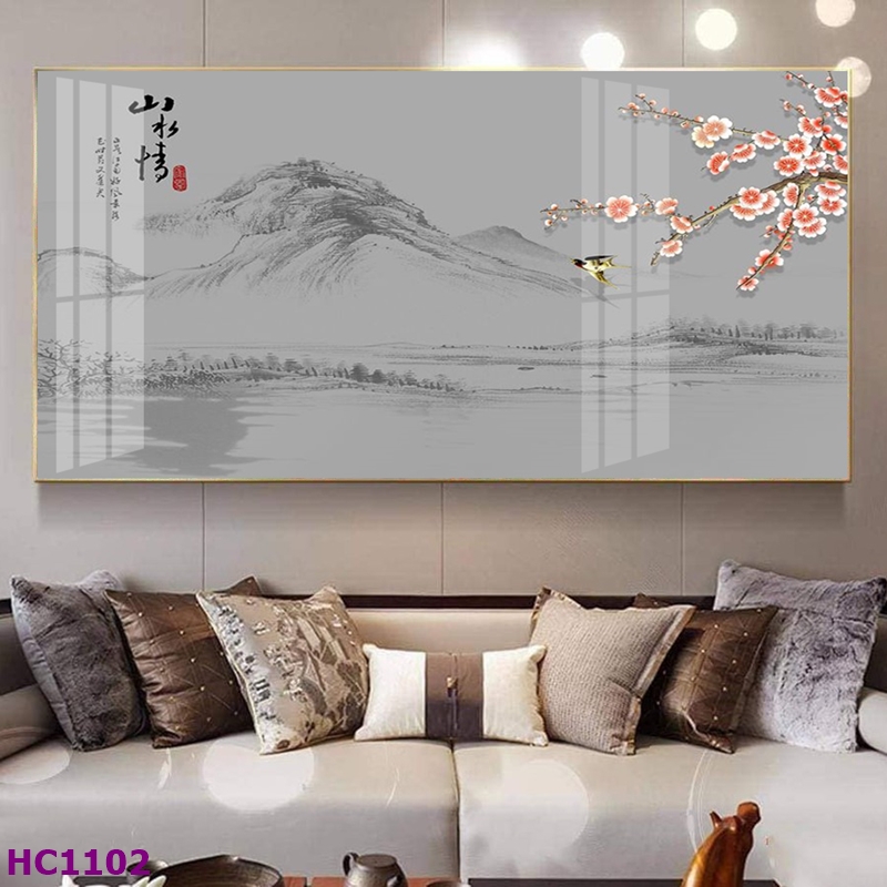Tranh Kiên Giang Tết Hoa Đào Chim Én Cho Phòng Khách - Tạo Nên Không Gian Tết Rực Rỡ 1 Tranh Kiên Giang Tết hoa đào chim én cho phòng khách