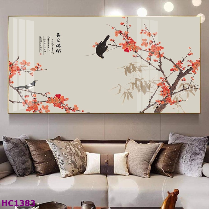 Tranh Kiên Giang Tết Hoa Đào Chim Én Cho Phòng Khách - Tạo Nên Không Gian Tết Rực Rỡ 9 Tranh Kiên Giang Tết hoa đào chim én cho phòng khách
