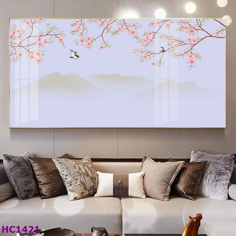 Tranh Kiên Giang Tết Hoa Đào Chim Én Cho Phòng Khách - Tạo Nên Không Gian Tết Rực Rỡ 7 Tranh Kiên Giang Tết hoa đào chim én cho phòng khách