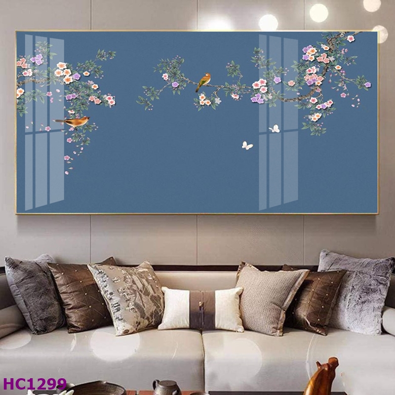 Tranh Kiên Giang Tết Hoa Đào Chim Én Cho Phòng Khách - Tạo Nên Không Gian Tết Rực Rỡ 2 Tranh Kiên Giang Tết hoa đào chim én cho phòng khách