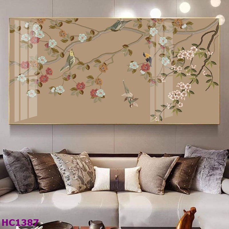 Tranh Kiên Giang Tết Hoa Đào Chim Én Cho Phòng Khách - Tạo Nên Không Gian Tết Rực Rỡ 12 Tranh Kiên Giang Tết hoa đào chim én cho phòng khách