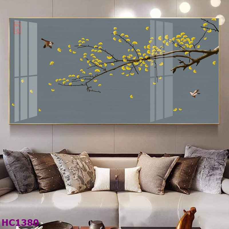 Tranh Kiên Giang Tết Hoa Đào Chim Én Cho Phòng Khách - Tạo Nên Không Gian Tết Rực Rỡ 11 Tranh Kiên Giang Tết hoa đào chim én cho phòng khách