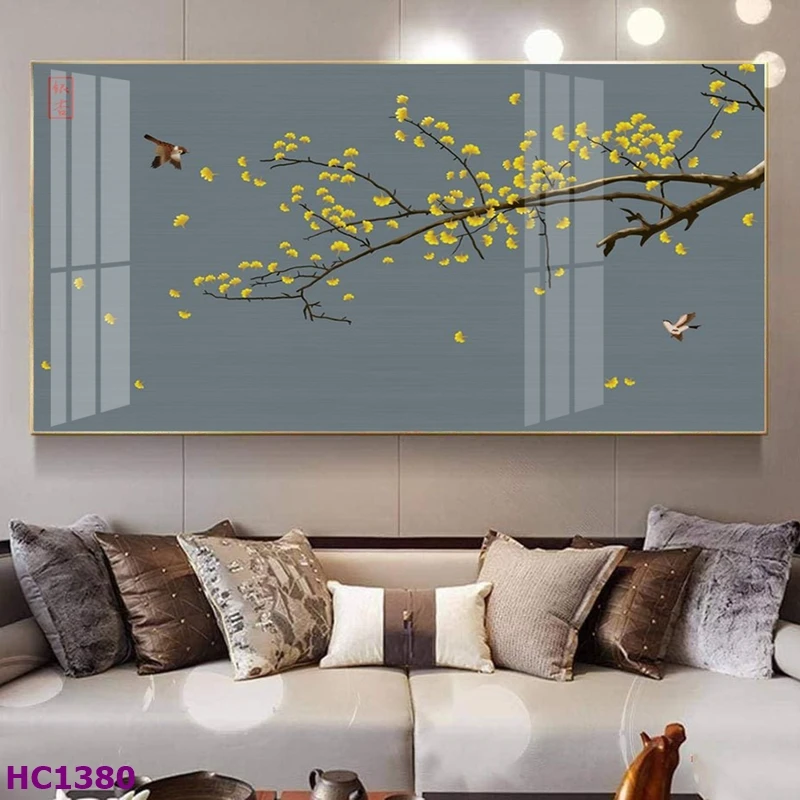 Tranh Kiên Giang Tết Hoa Đào Chim Én Cho Phòng Khách - Tạo Nên Không Gian Tết Rực Rỡ 11 Tranh Kiên Giang Tết hoa đào chim én cho phòng khách