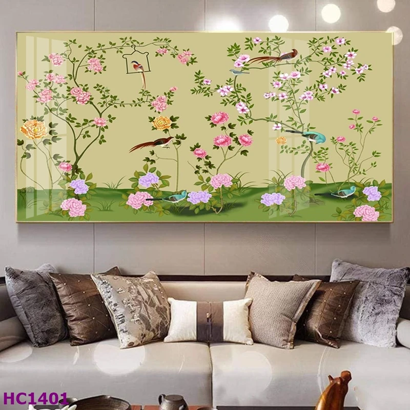 Tranh Kiên Giang Tết Hoa Đào Chim Én Cho Phòng Khách - Tạo Nên Không Gian Tết Rực Rỡ 10 Tranh Kiên Giang Tết hoa đào chim én cho phòng khách