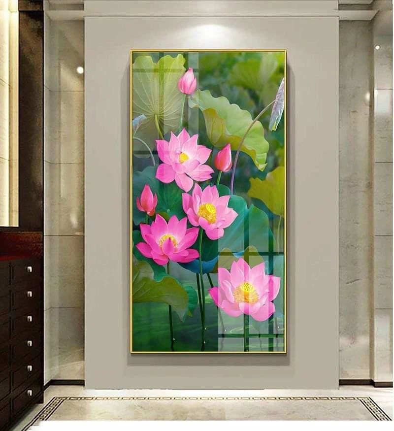 Gợi ý 20+ mẫu tranh Bình Dương cửu ngư hoa sen mặt kính 9 Tranh Bình Dương cửu ngư hoa sen mặt kính