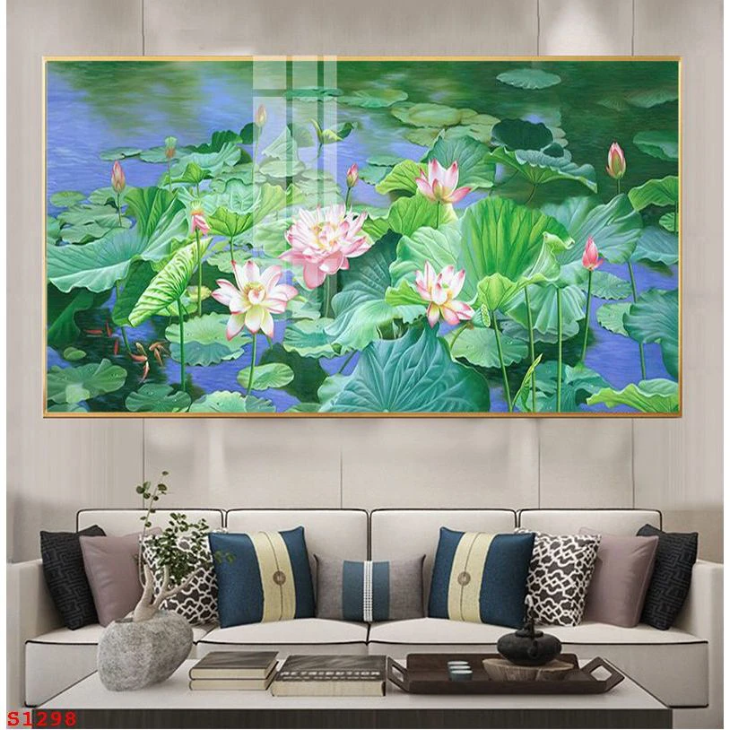 Gợi ý 20+ mẫu tranh Bình Dương cửu ngư hoa sen mặt kính 8 Tranh Bình Dương cửu ngư hoa sen mặt kính