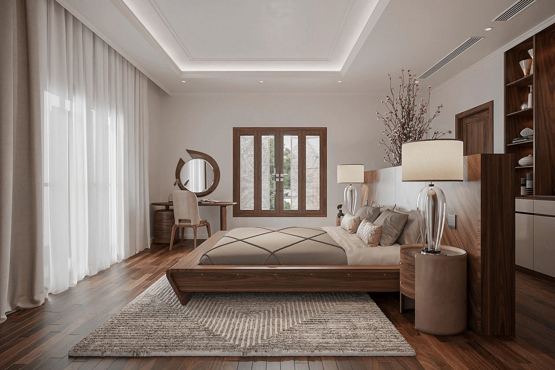 Thi công nội thất bằng gỗ óc chó Huế