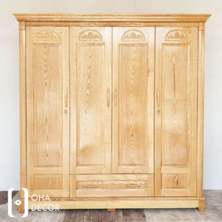 Tủ quần áo gỗ sồi tự nhiên Đà Nẵng - Sự lựa chọn hoàn hảo từ Oha Decor 3 Tủ quần áo gỗ sồi 4 cánh