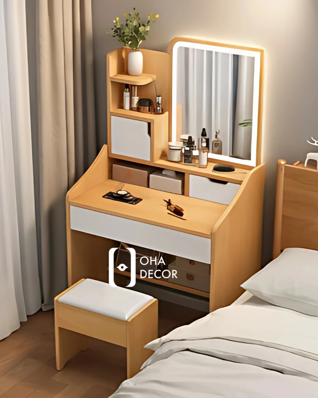 Bàn Trang Điểm Gỗ Tự Nhiên Hiện Đại BR110