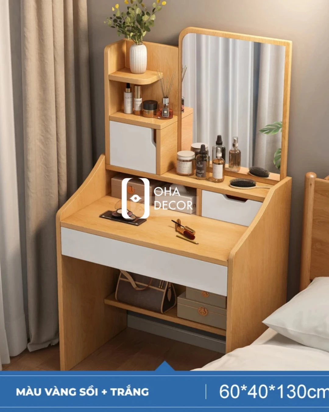 Bàn Trang Điểm Gỗ Tự Nhiên Hiện Đại 3 Lý no nên chọn Bàn Trang Điểm Gỗ Tự Nhiên Hiện Đại BR110