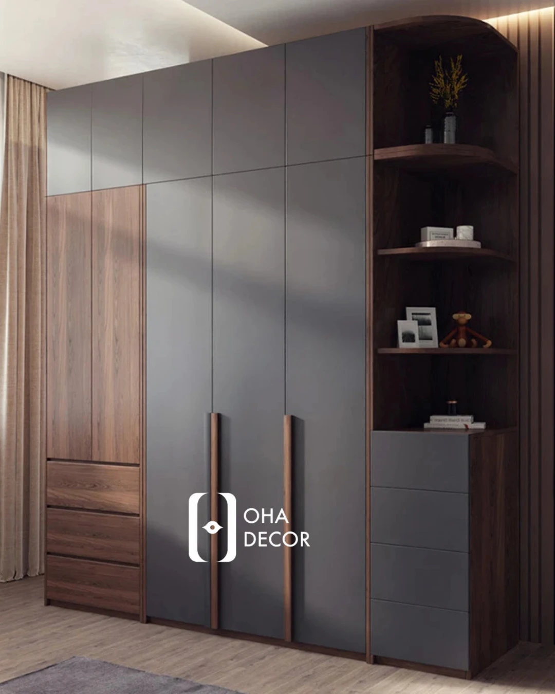 Mô tả tủ quần áo thiết kế sang trọng, hiện đại