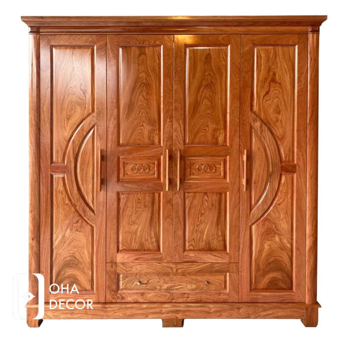 Tủ quần áo gỗ hương xám Huế - Đẳng cấp và bền vững từ Oha Decor 4 Tủ quần áo gỗ hương xám 4 cánh