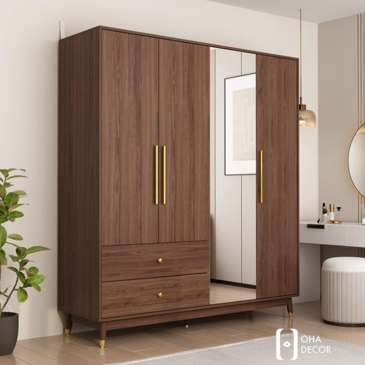 Tủ quần áo gỗ có gương Huế – Giải pháp nội thất tiện nghi từ Oha Decor 1 Tủ quần áo gỗ có gương Huế