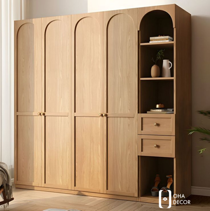 Tủ quần áo gỗ có kệ để đồ tại Đà Nẵng – Phong cách sống tiện nghi cùng Oha Decor 1 Tủ quần áo gỗ có kệ để đồ tại Đà Nẵng
