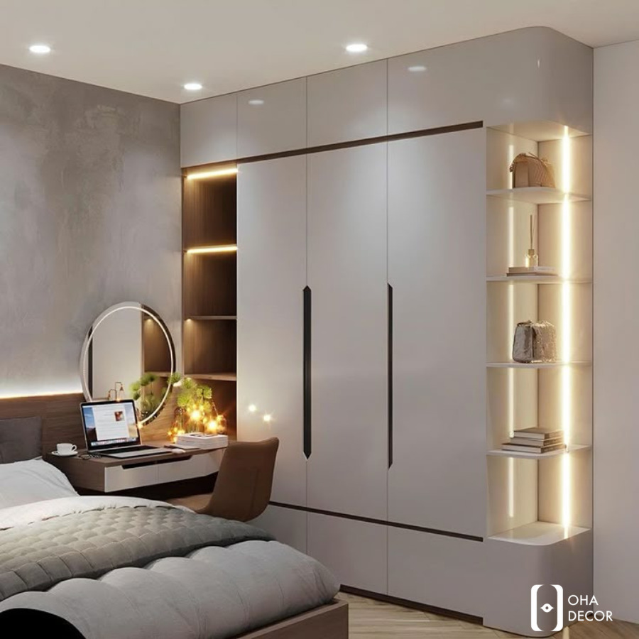 Tủ quần áo gỗ cửa lùa Đà Nẵng - Giải pháp lưu trữ hoàn hảo từ Oha Decor 5 Tủ quần áo gỗ cửa lùa chạm trần Đà Nẵng