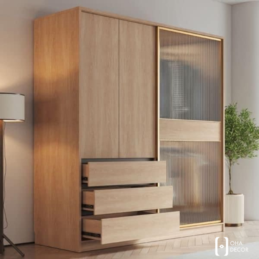 Tủ quần áo gỗ cửa lùa Đà Nẵng - Giải pháp lưu trữ hoàn hảo từ Oha Decor 4 Tủ quần áo gỗ cửa lùa phong cách hiện đại Đà Nẵng