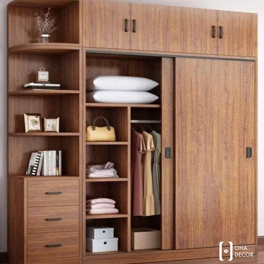 Tủ quần áo gỗ cửa lùa Đà Nẵng - Giải pháp lưu trữ hoàn hảo từ Oha Decor 2 Tủ quần áo gỗ cửa lùa hiện đại Đà Nẵng