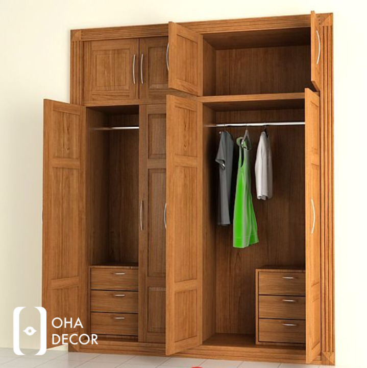 Tủ quần áo gỗ gõ đỏ Quảng Ngãi - Sang trọng từ Oha Decor 4 Tủ quần áo gỗ gõ đỏ Quảng Ngãi 4 cánh