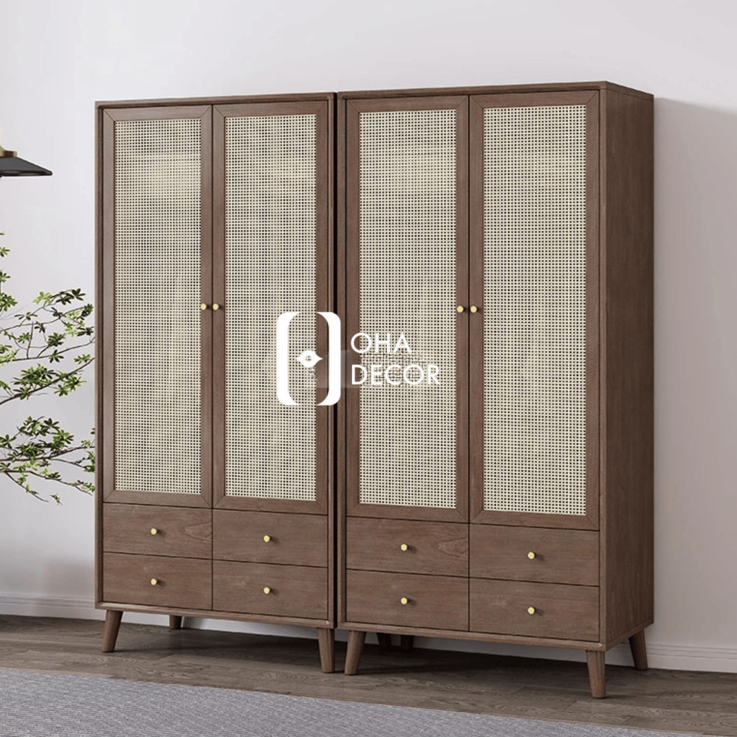 Tủ quần áo gỗ tự nhiên cánh mây 2 tu quan ao go tu nhien canh may phong cach 3