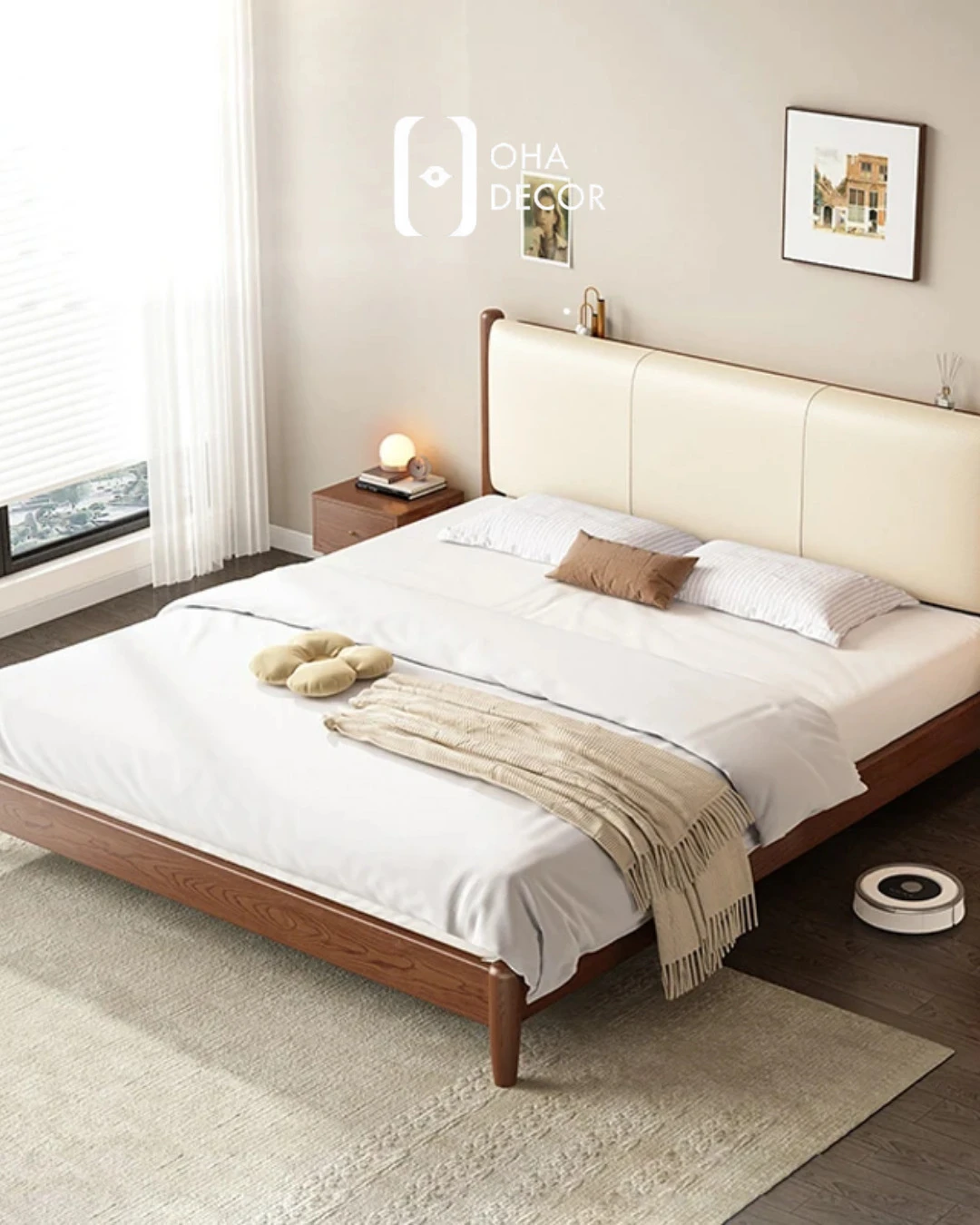 Giường Ngủ Gỗ Tự Nhiên Phong Cách Hàn Quốc TQA058 8 Giường Ngủ Gỗ Tự Nhiên Phong Cách Hàn Quốc TQA058