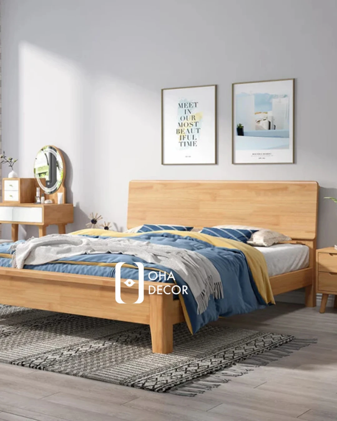 Giường Gỗ Tự Nhiên Phong Cách Tối Giản