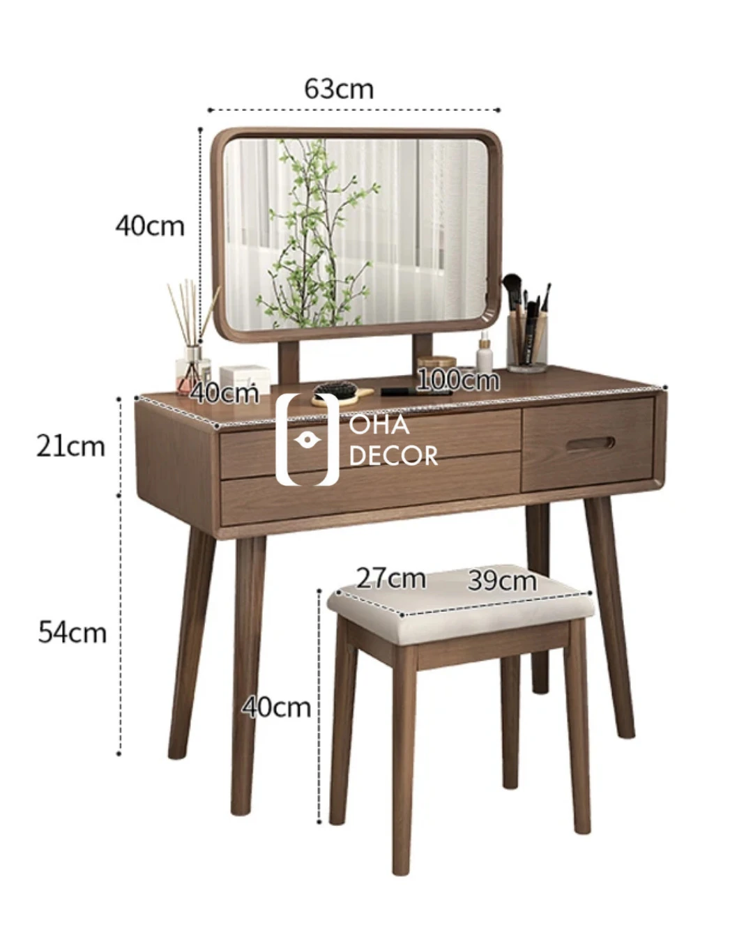 5 Chức năng Bàn Trang Điểm Gỗ Tự Nhiên BR118