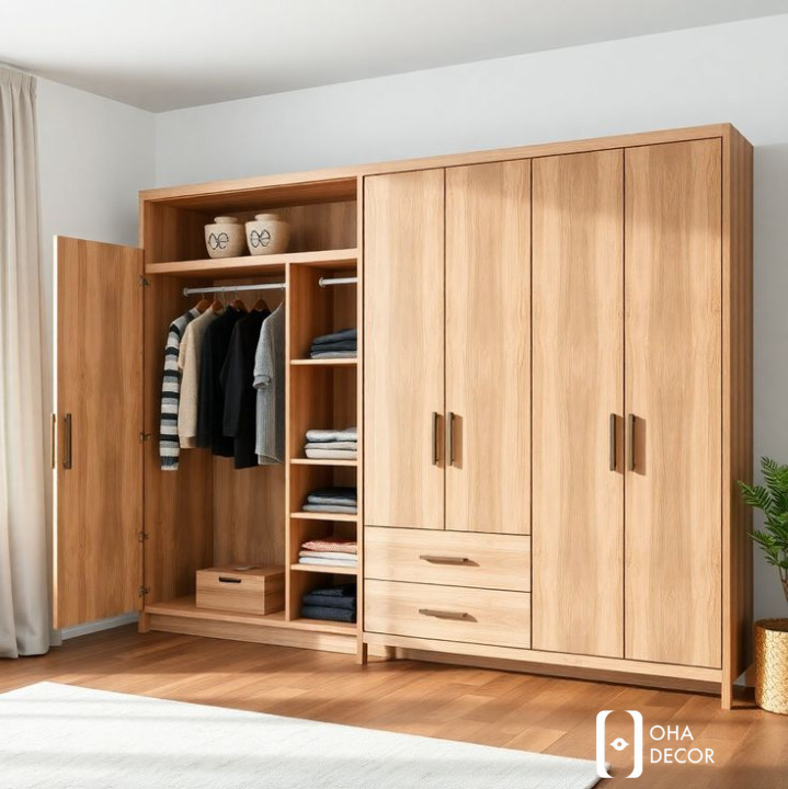 Các dòng tủ quần áo tối giản bằng gỗ tự nhiên được ưa chuộng tại Hà Nội