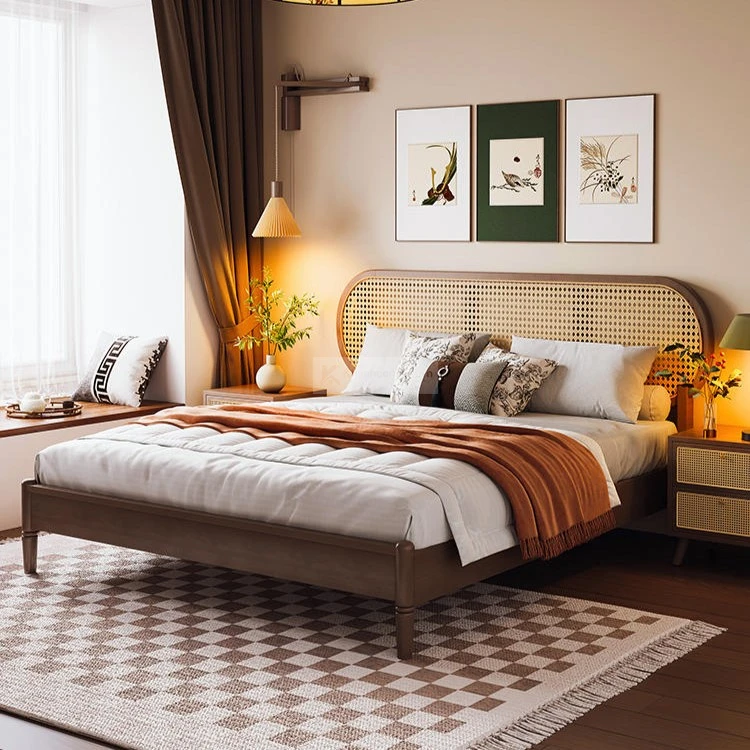 Giường Ngủ Gỗ Tự Nhiên Kết Hợp Mây 3 giuong ngu go tu nhien ket hop may cao cap 1