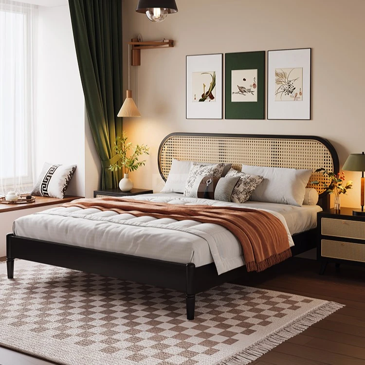 Giường Ngủ Gỗ Tự Nhiên Kết Hợp Mây 2 giuong ngu go tu nhien ket hop may cao cap 2