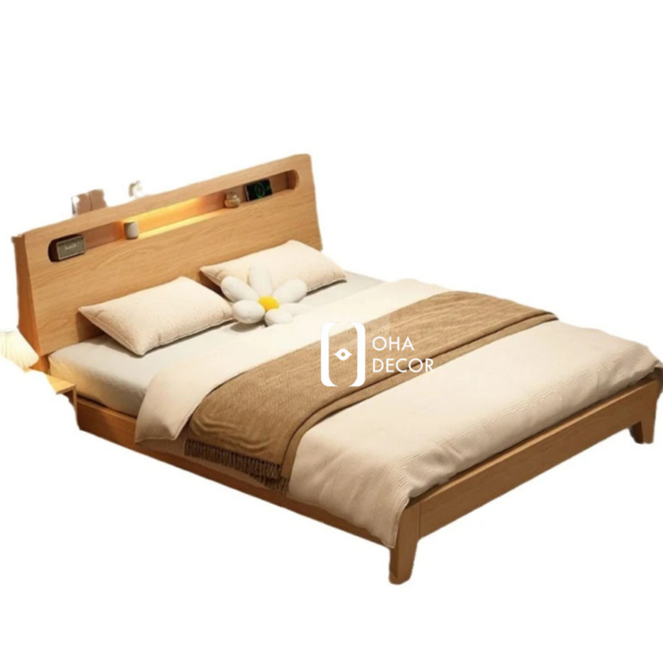 Giường Ngủ Gỗ Tự Nhiên Phong Cách Hàn 4 giuong ngu go tu nhien phong cach han