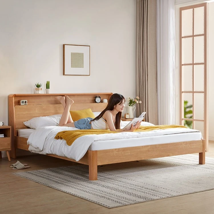 Giường Ngủ Gỗ Tự Nhiên Phong Cách Hàn 1 giuong ngu go tu nhien phong cach han