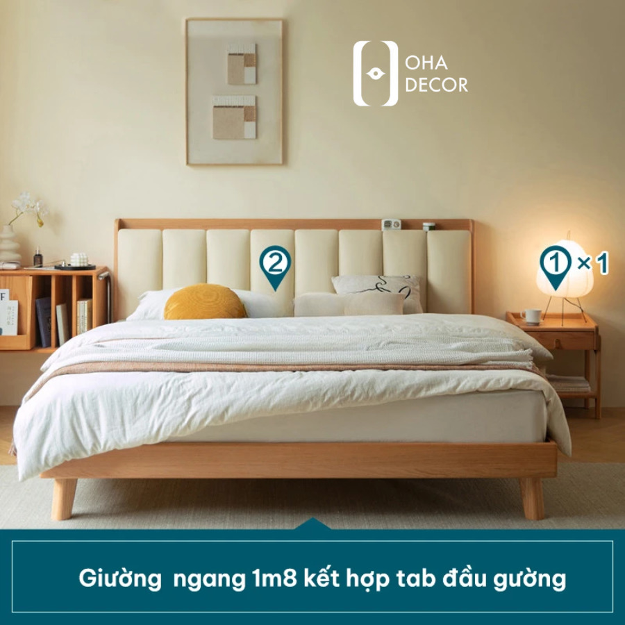 Giường Gỗ Tự Nhiên Ngủ Phong Cách Hàn 2 CHỨC NĂNG Giường Gỗ Tự Nhiên Ngủ Phong Cách Hàn