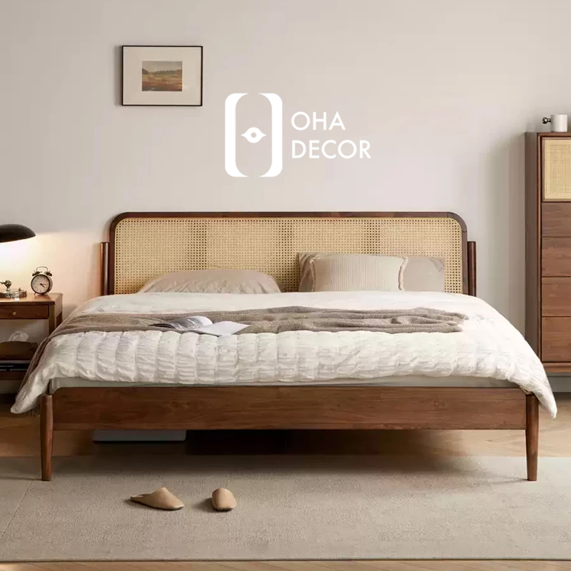 Top 10 Mẫu Giường Ngủ Gỗ Tự Nhiên Kết Hợp Mây Cao Cấp Được Yêu Thích Nhất 3 giường gỗ mây cao cấp