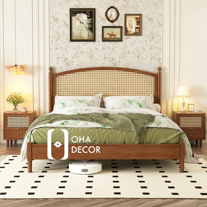 Top 10 Mẫu Giường Ngủ Gỗ Tự Nhiên Kết Hợp Mây Cao Cấp Được Yêu Thích Nhất 2 giường gỗ mây cao cấp
