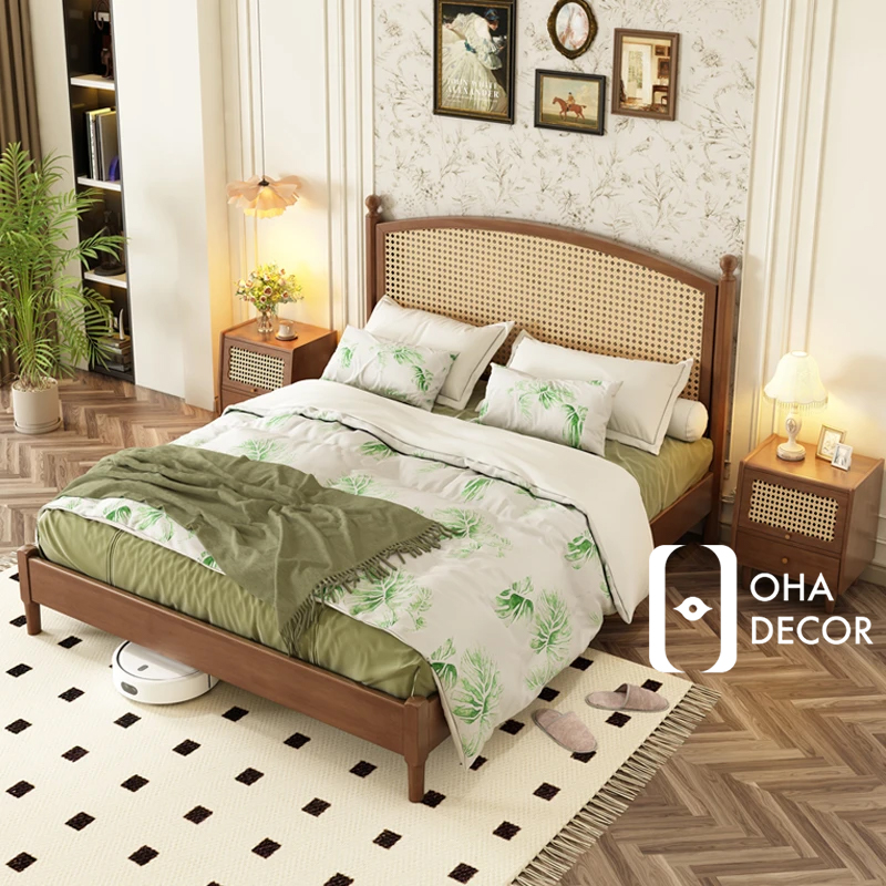 Top 10 Mẫu Giường Ngủ Gỗ Tự Nhiên Kết Hợp Mây Cao Cấp Được Yêu Thích Nhất 6 giường gỗ mây cao cấp