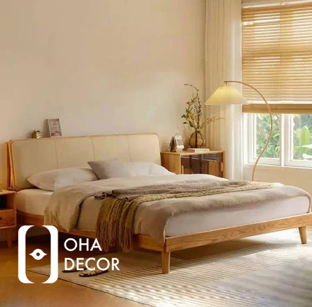 Giường ngủ gỗ tự nhiên phong cách Hàn Quốc