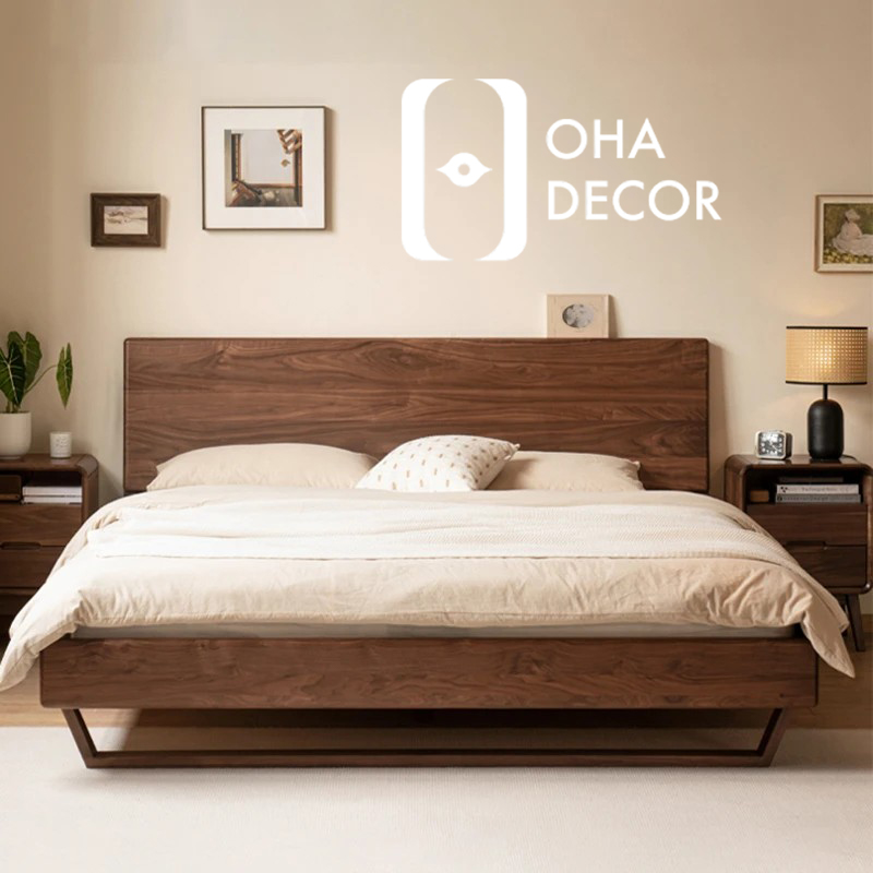 Giường ngủ gỗ tự nhiên phong cách Hàn Quốc