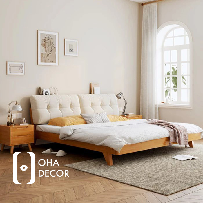 Giường ngủ gỗ tự nhiên phong cách Hàn Quốc