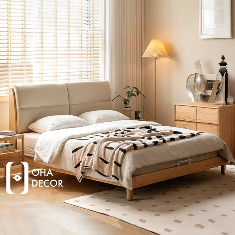 Giường ngủ gỗ tự nhiên phong cách Hàn Quốc