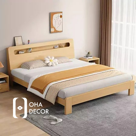 Giường ngủ gỗ tự nhiên phong cách Hàn Quốc